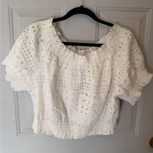 NWT J. Crew White Eyelet Crop Top